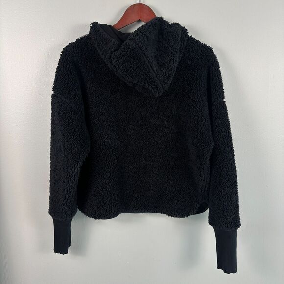 Athleta Womens Cozy Sherpa Size Medium Full Zip Jacket Black Warm Winter Modal - Picture 3 of 3